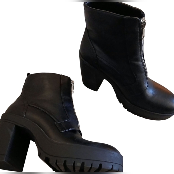 ASOS Miss Selfridge NWOB Black Zipper Punk Steam Grunge Indie Rock Boots 6 UK 4 - Picture 11 of 16